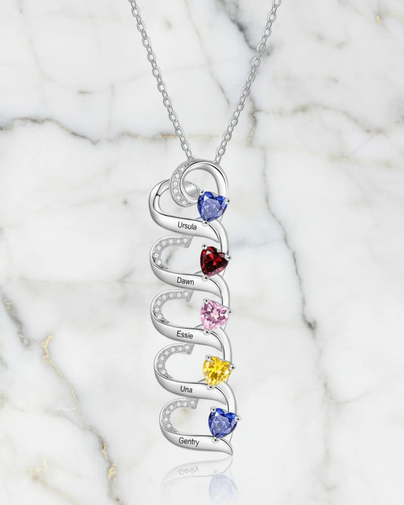 Engraved 2-5 Name Personalised Birthstone Necklace for Mum, Nan, or Sister IfShe UK