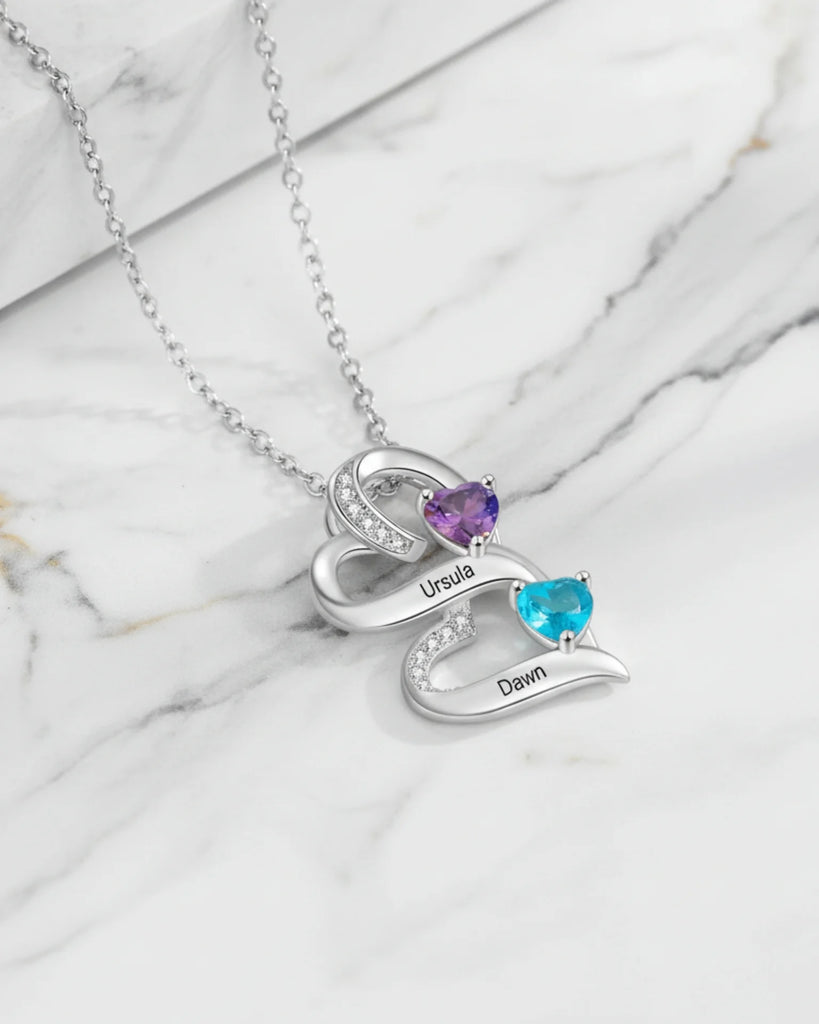Engraved 2-5 Name Personalised Birthstone Necklace for Mum, Nan, or Sister IfShe UK
