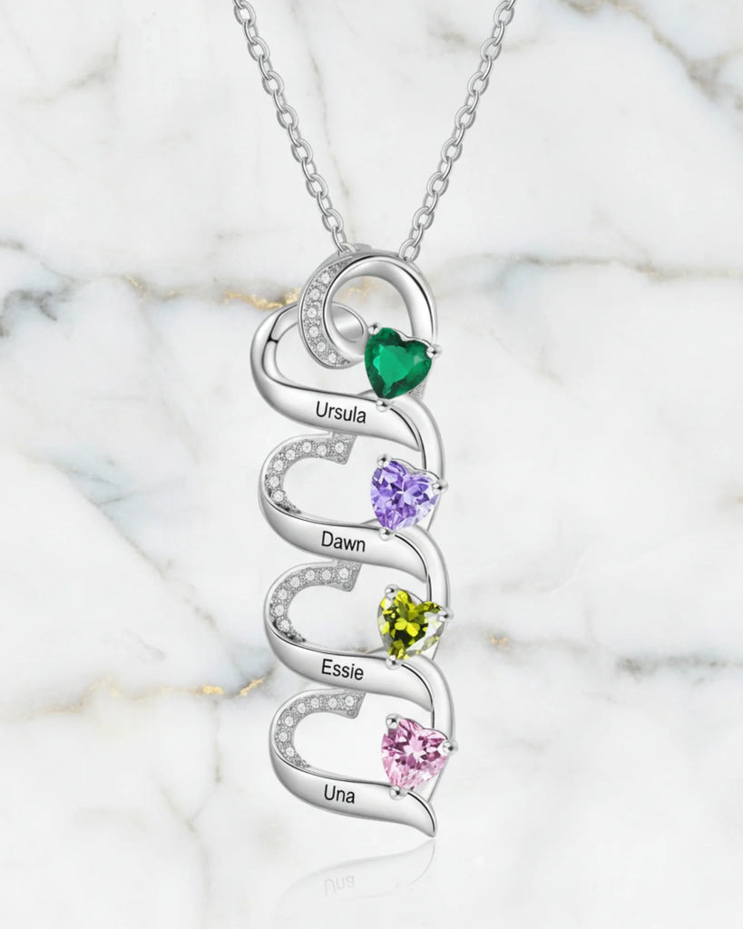 Engraved 2-5 Name Personalised Birthstone Necklace for Mum, Nan, or Sister IfShe UK