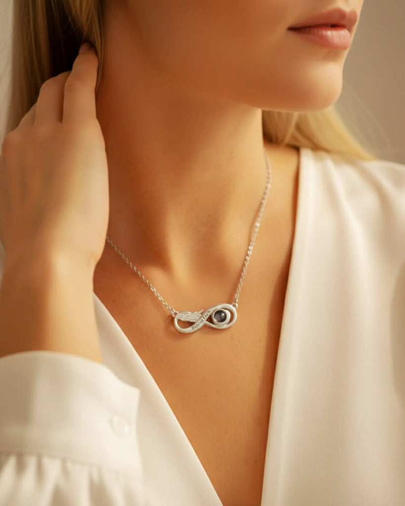 Eternal Wing Photo Projection & Engraving Necklace IfShe UK