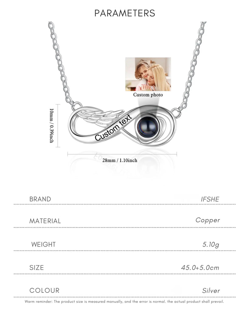 Eternal Wing Photo Projection & Engraving Necklace IfShe UK