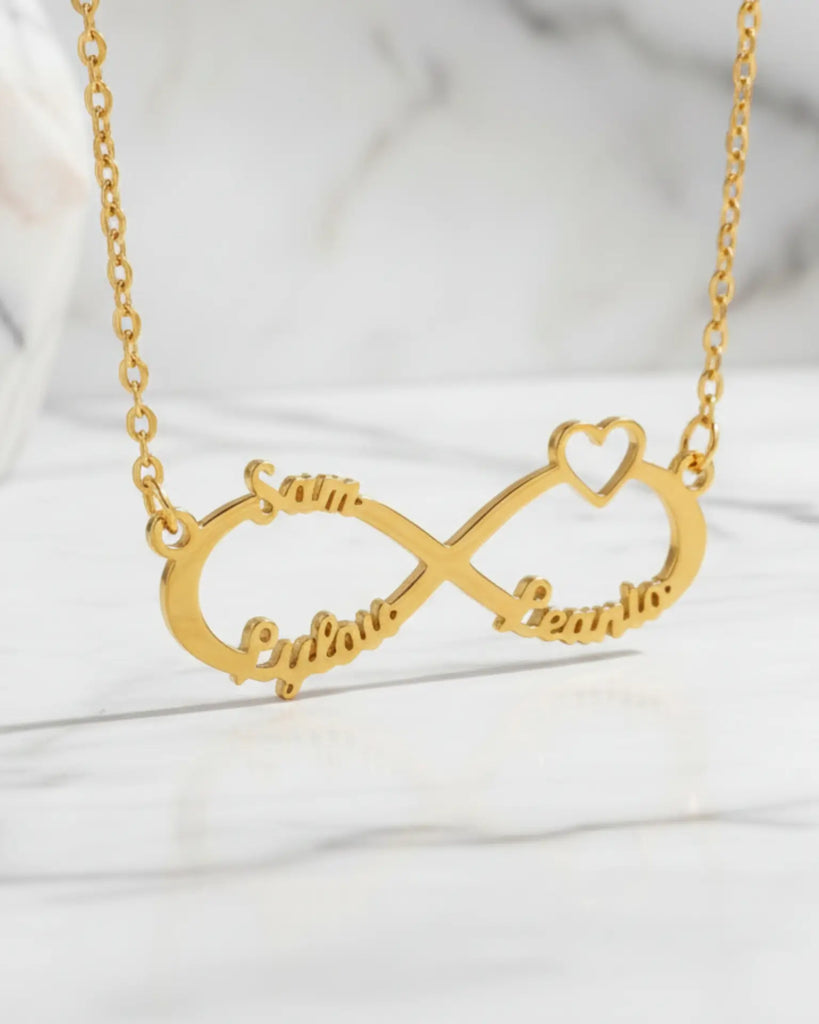Family Trio Infinity Necklace – Personalised 3 Names Jewellery IfShe UK