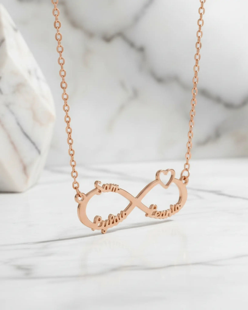 Family Trio Infinity Necklace – Personalised 3 Names Jewellery IfShe UK