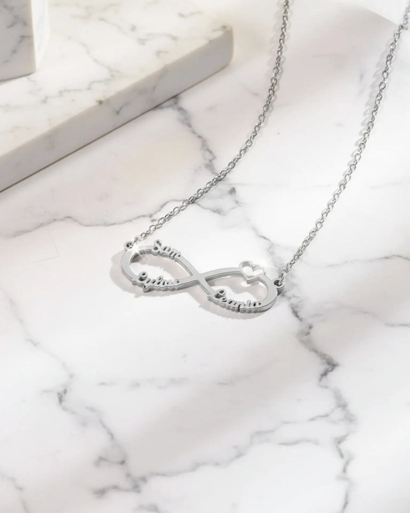 Family Trio Infinity Necklace – Personalised 3 Names Jewellery IfShe UK