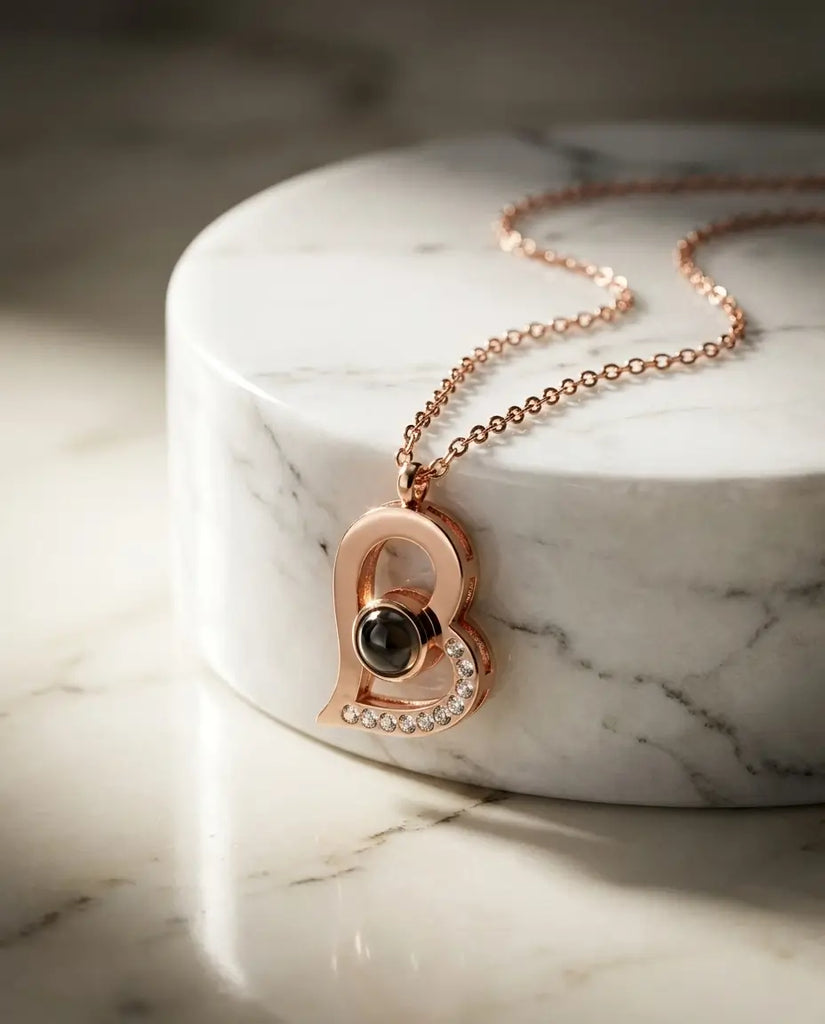 Heart Photo Projection Necklace - Personalised Silver Picture Pendant IfShe