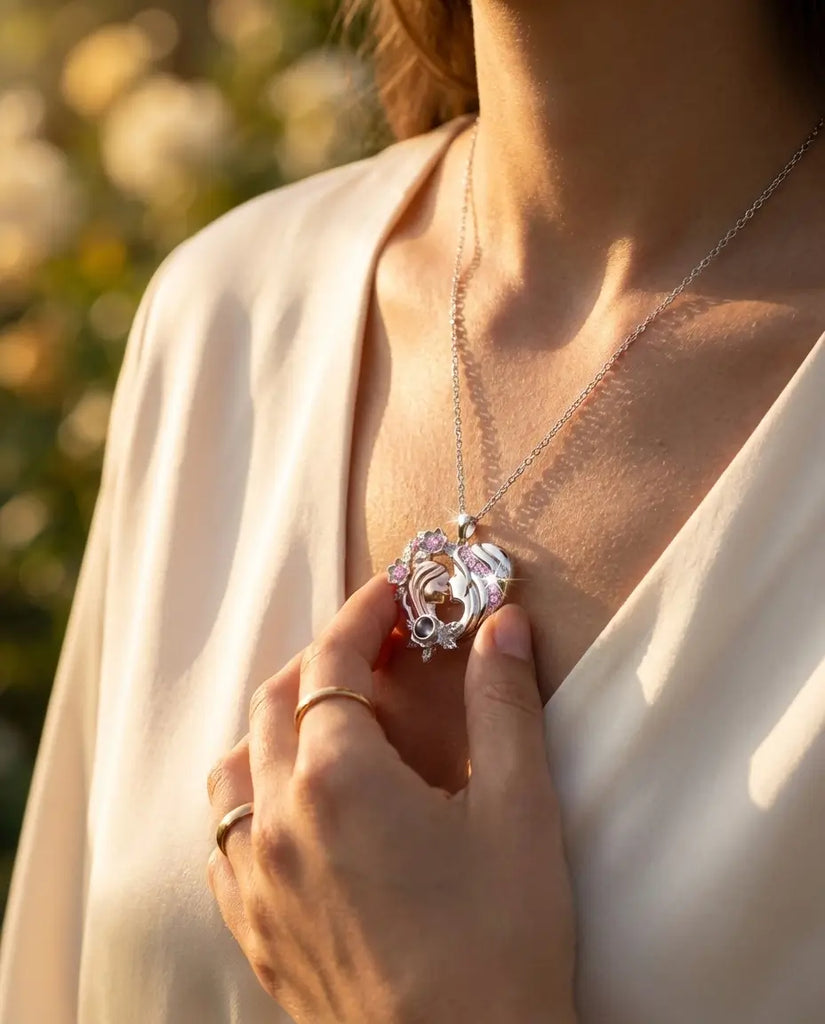 Mother & Daughter Heart Photo Projection Necklace - Picture Inside Pendant IfShe UK