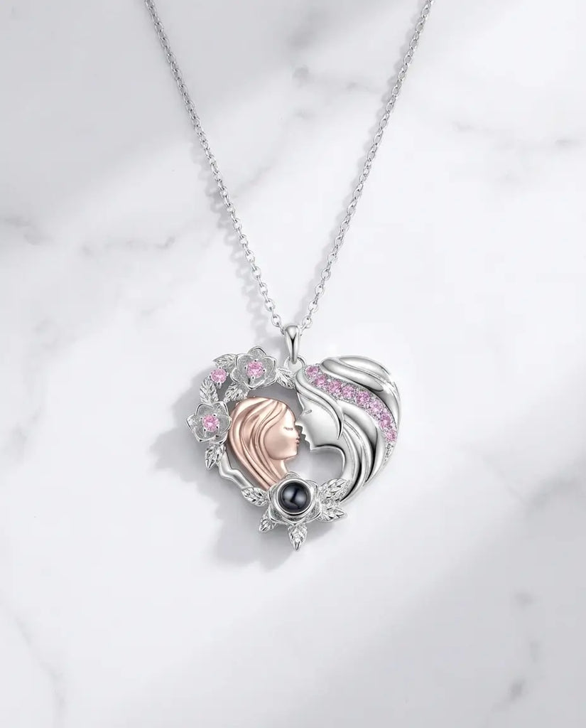 Mother & Daughter Heart Photo Projection Necklace - Picture Inside Pendant IfShe UK