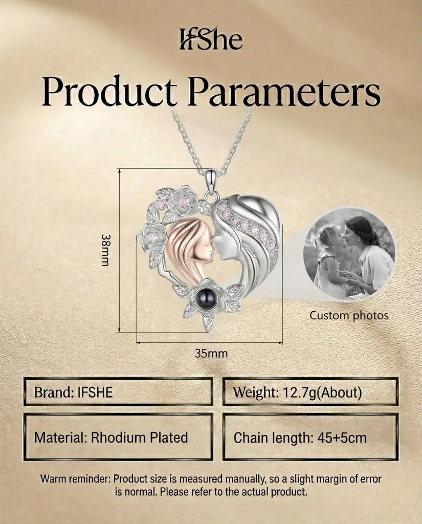 Mother & Daughter Heart Photo Projection Necklace - Picture Inside Pendant IfShe UK