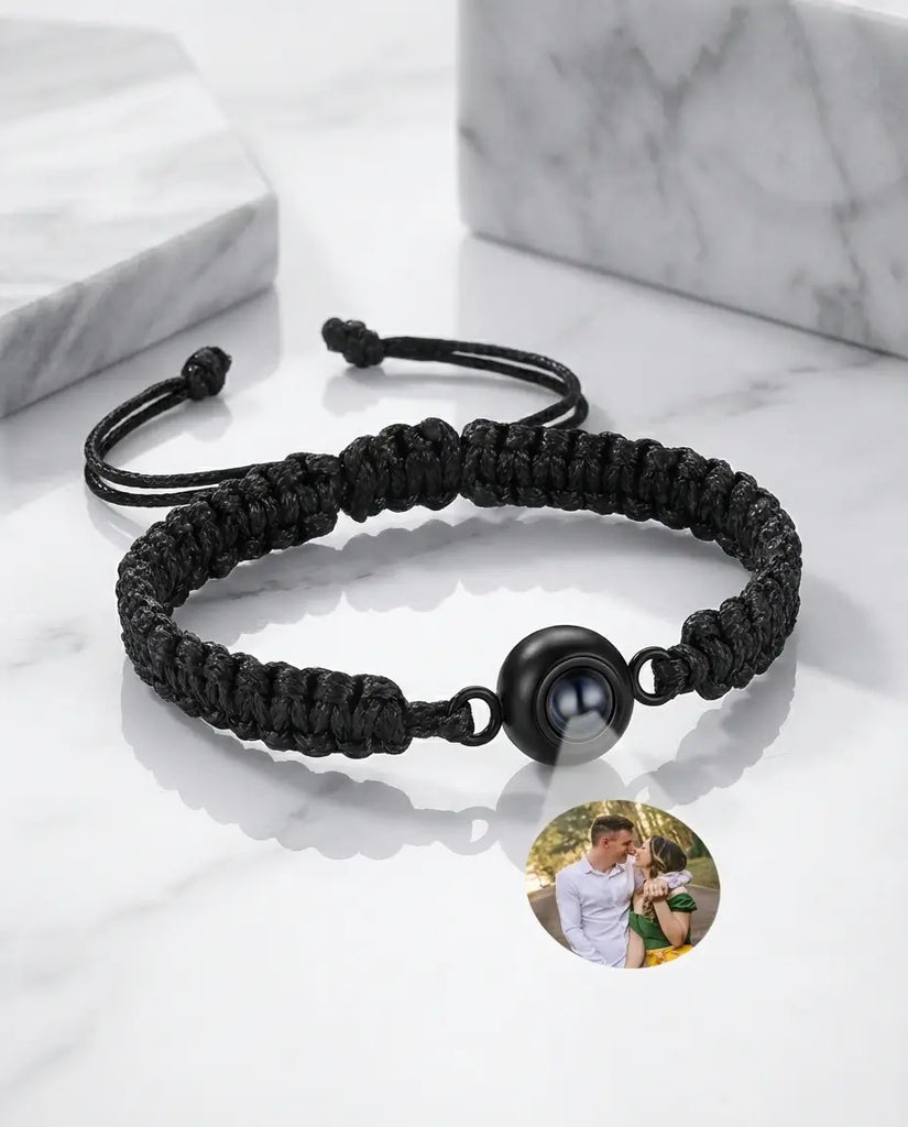 Personalised Braided Rope Photo Projection Bracelet - Unisex Picture Wristband IfShe UK