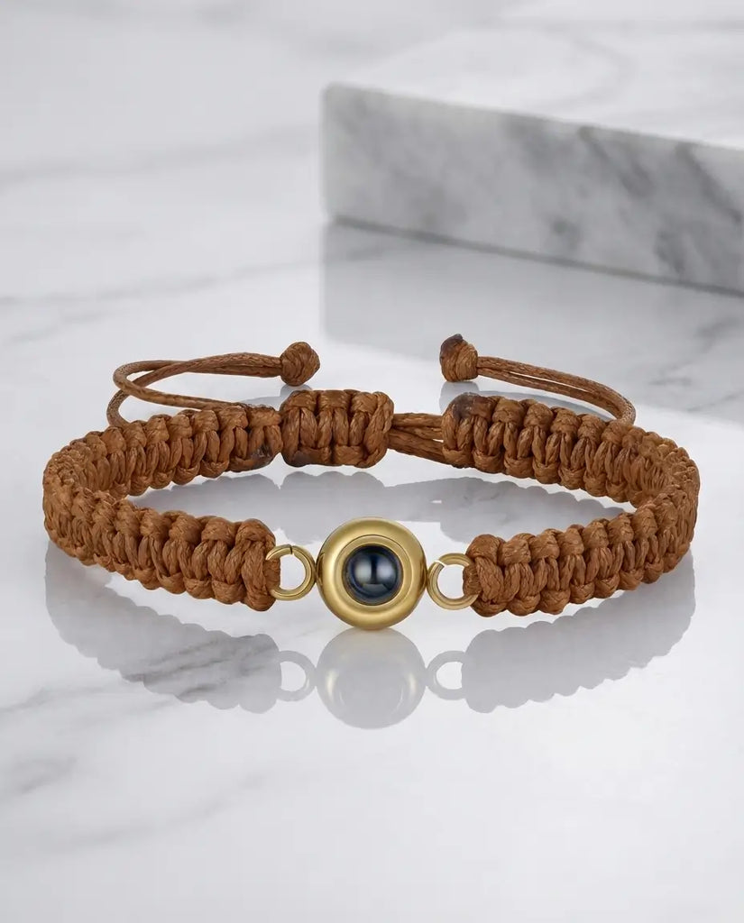Personalised Braided Rope Photo Projection Bracelet - Unisex Picture Wristband IfShe UK