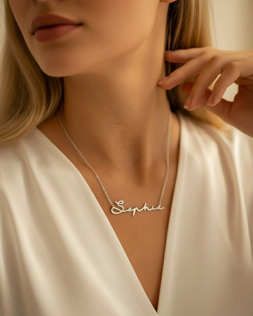 Personalised Cursive Name Necklace Sterling Silver IfShe UK