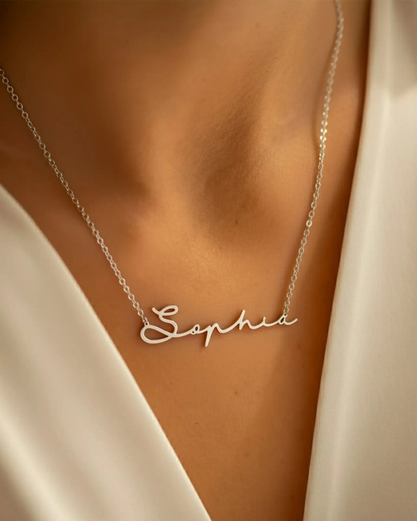 Personalised Cursive Name Necklace Sterling Silver IfShe UK