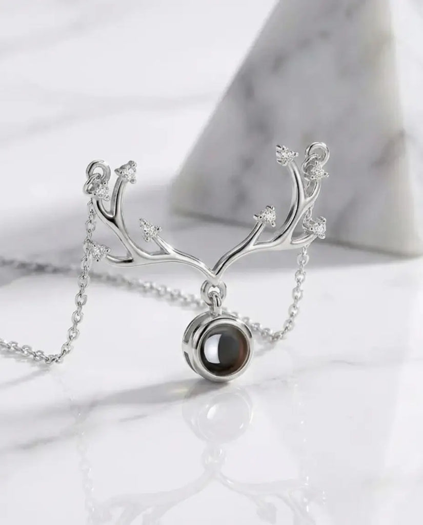 Personalised Deer Antler Photo Projection Necklace - Hidden Picture Pendant IfShe