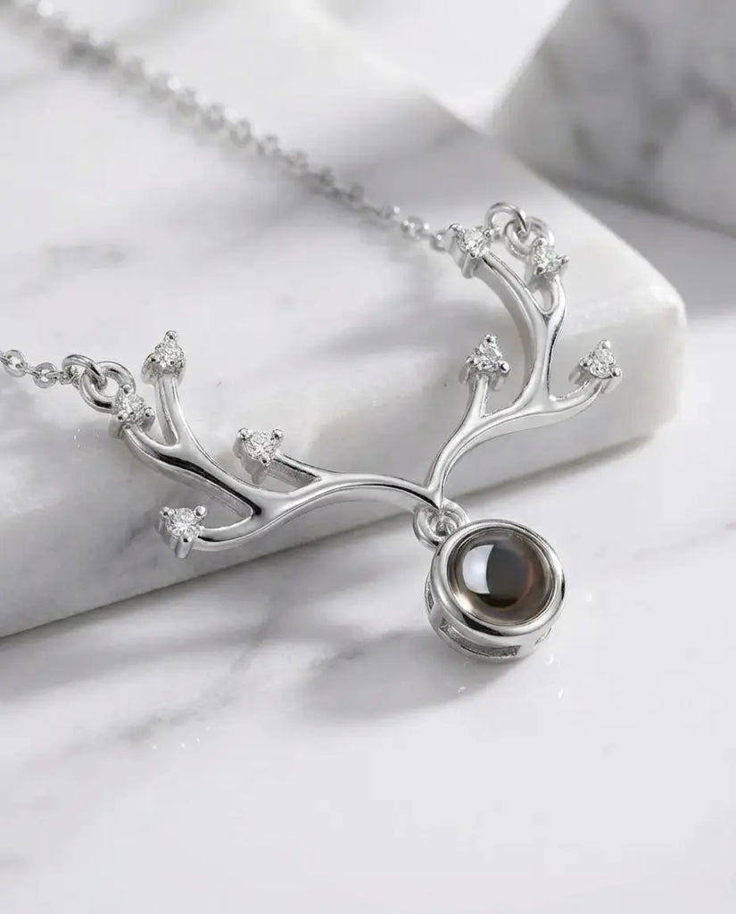 Personalised Deer Antler Photo Projection Necklace - Hidden Picture Pendant IfShe
