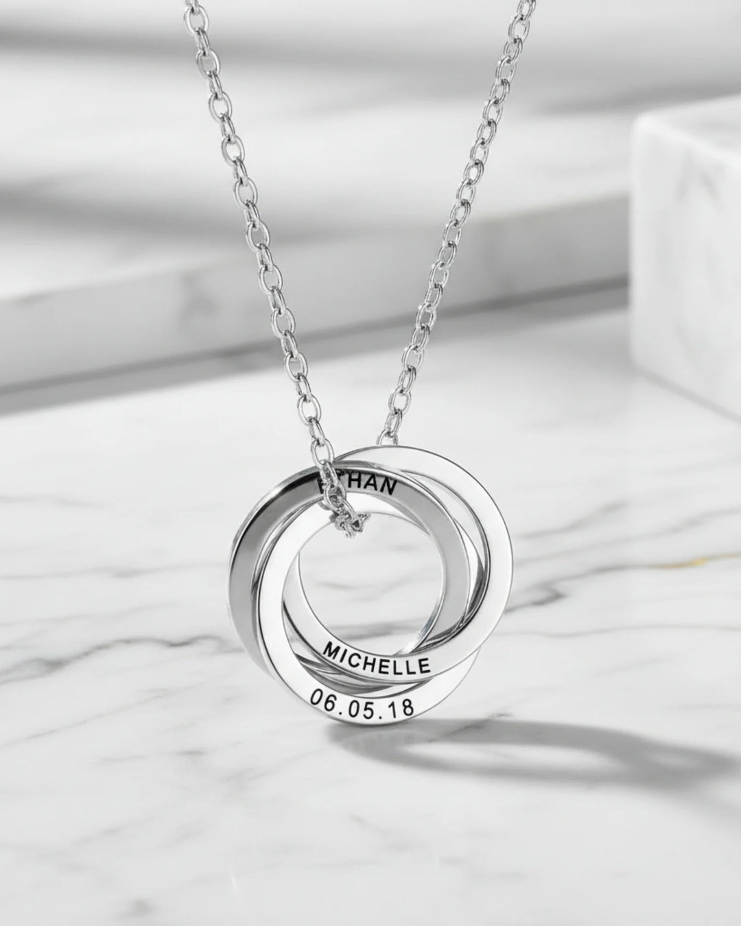 Personalised Engraved Russian Ring Necklace