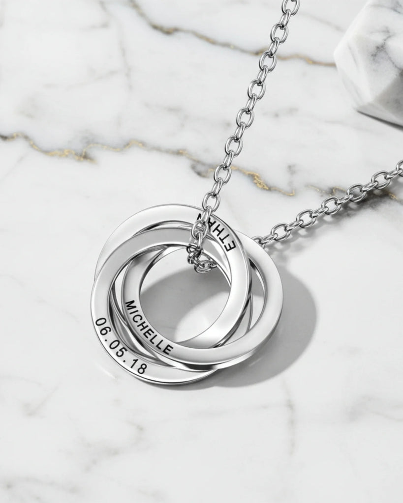 Personalised Engraved Russian Ring Necklace