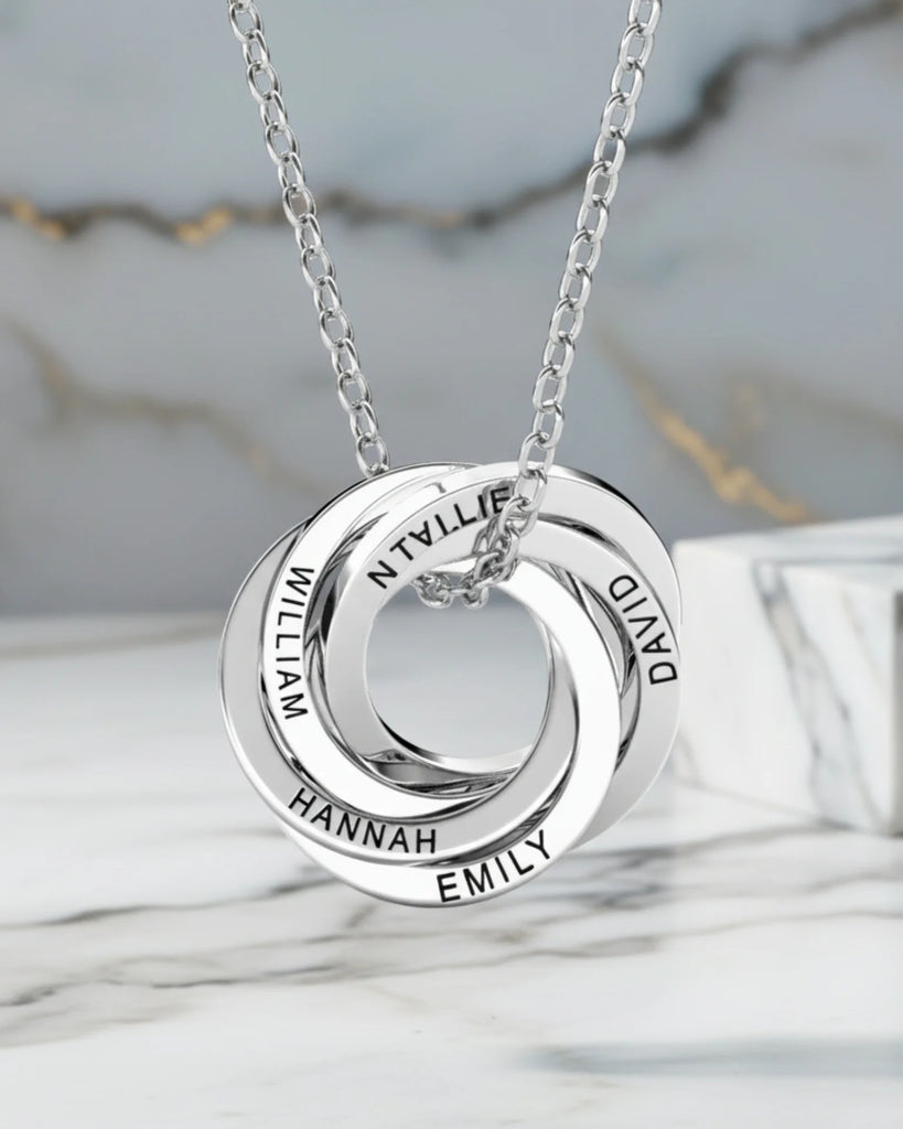 Personalised Engraved Russian Ring Necklace