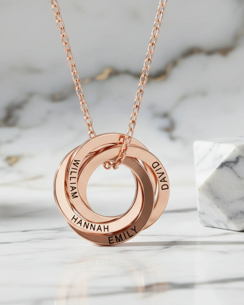 Personalised Engraved Russian Ring Necklace