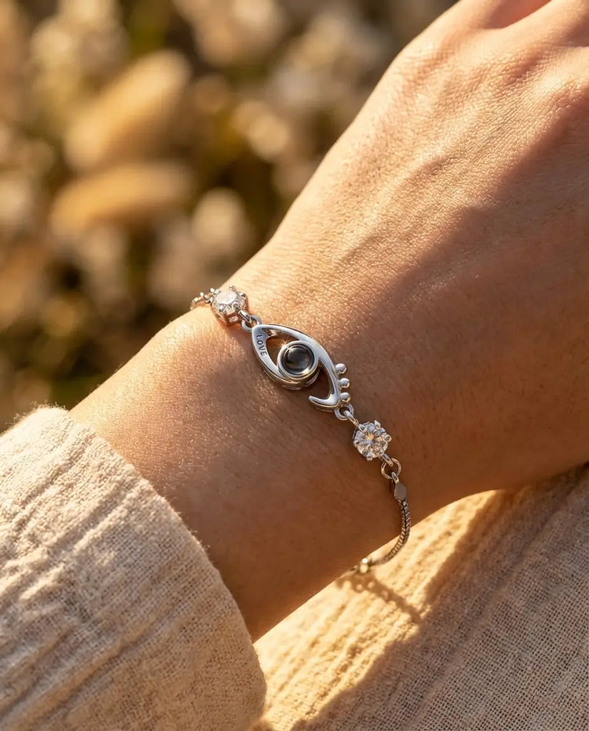 Personalised Evil Eye Photo Projection Bracelet - Protection Picture Charm IfShe UK