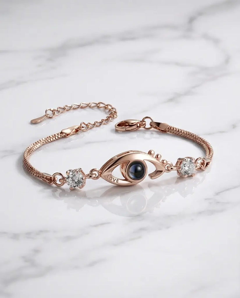 Personalised Evil Eye Photo Projection Bracelet - Protection Picture Charm IfShe UK