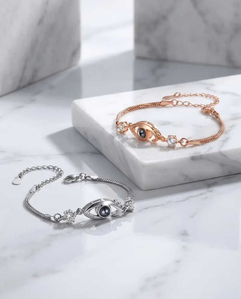 Personalised Evil Eye Photo Projection Bracelet - Protection Picture Charm IfShe UK