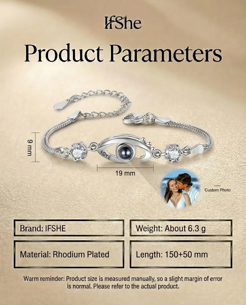 Personalised Evil Eye Photo Projection Bracelet - Protection Picture Charm IfShe UK