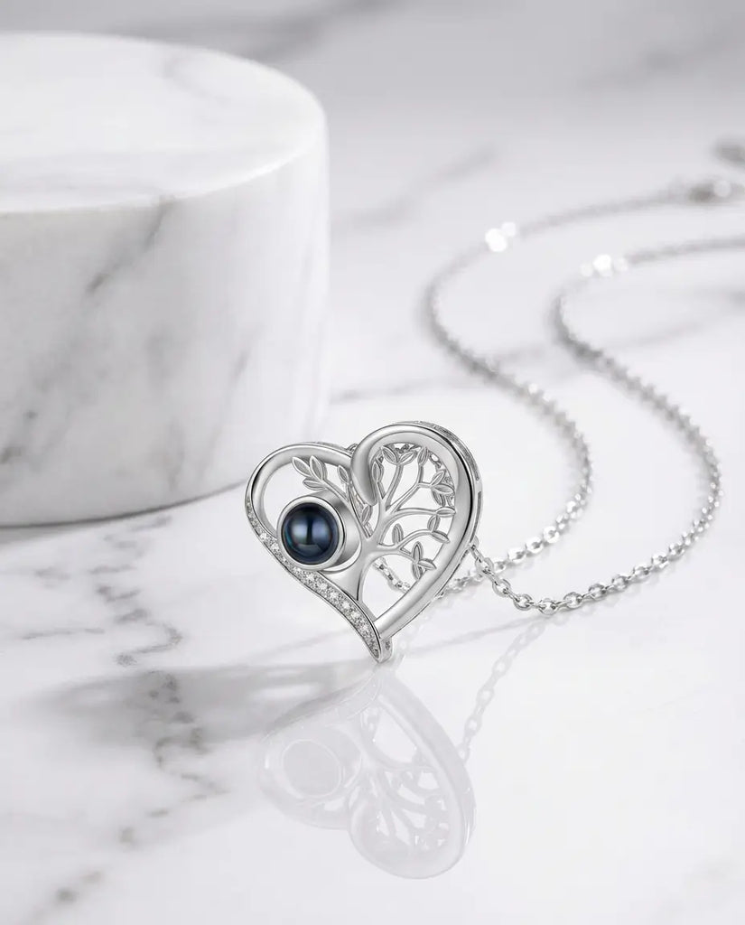 Personalised Family Tree Photo Projection Necklace - Secret Picture Pendant IfShe UK
