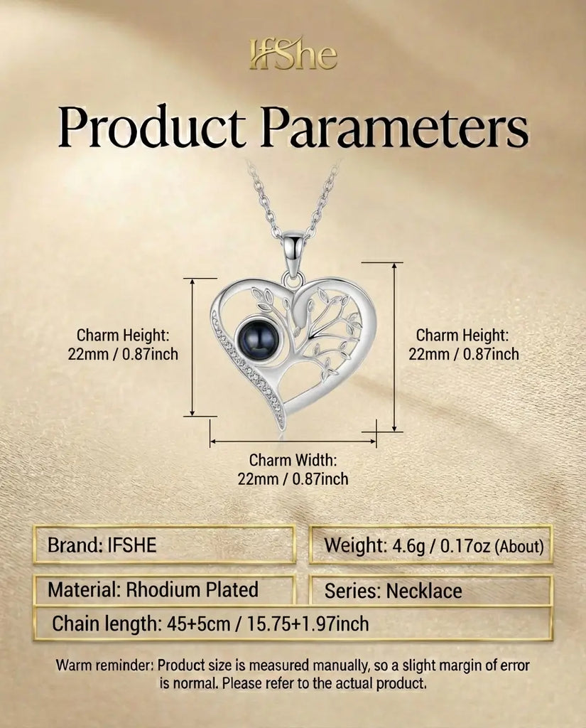 Personalised Family Tree Photo Projection Necklace - Secret Picture Pendant IfShe UK