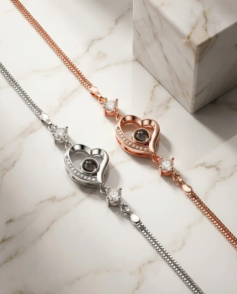 Personalised Heart Photo Projection Bracelet - Custom Picture Inside Wristwear IfShe UK