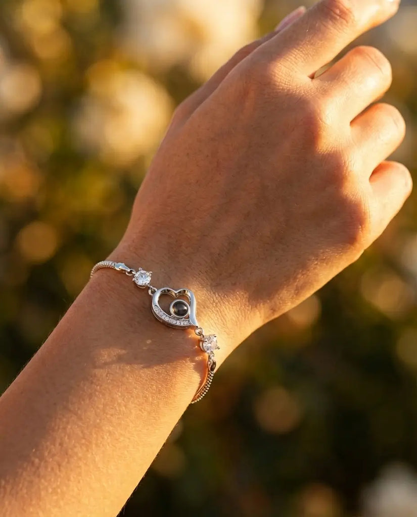 Personalised Heart Photo Projection Bracelet - Custom Picture Inside Wristwear IfShe UK