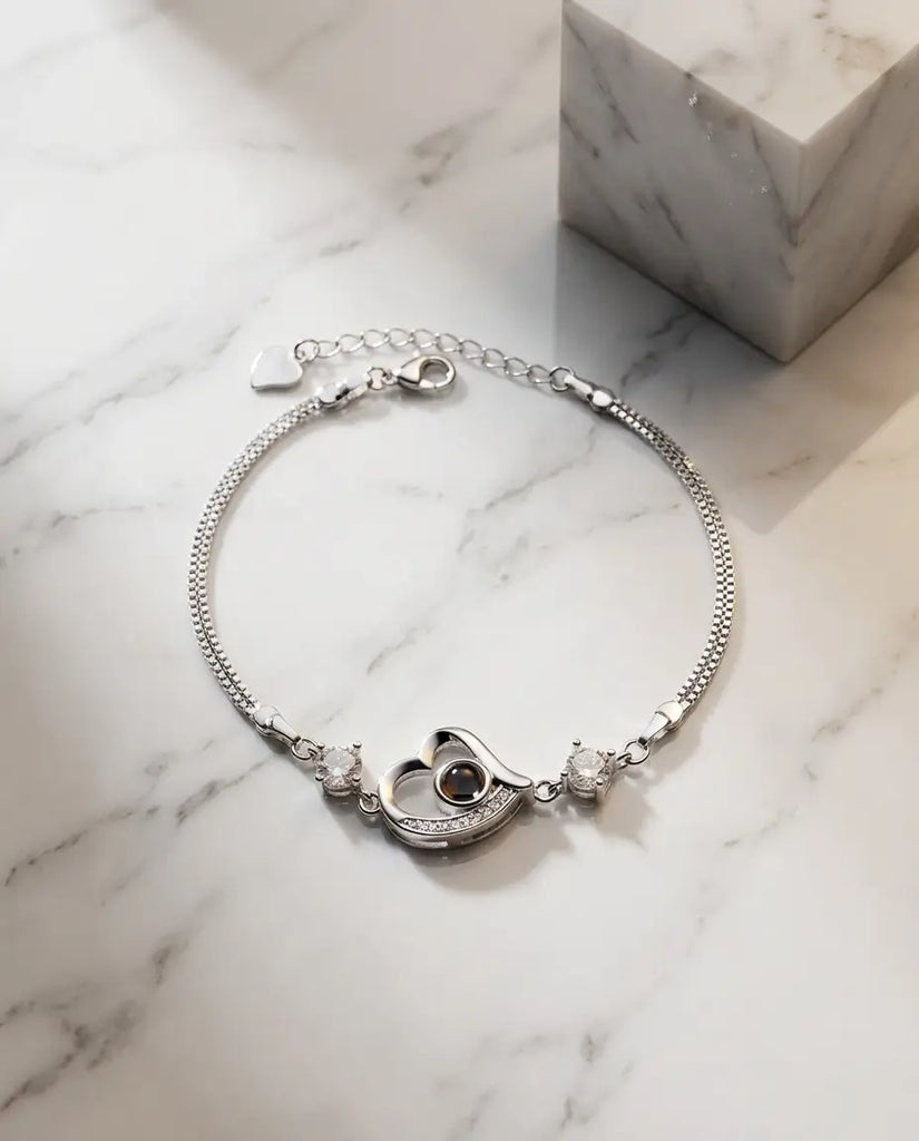 Personalised Heart Photo Projection Bracelet - Custom Picture Inside Wristwear IfShe UK