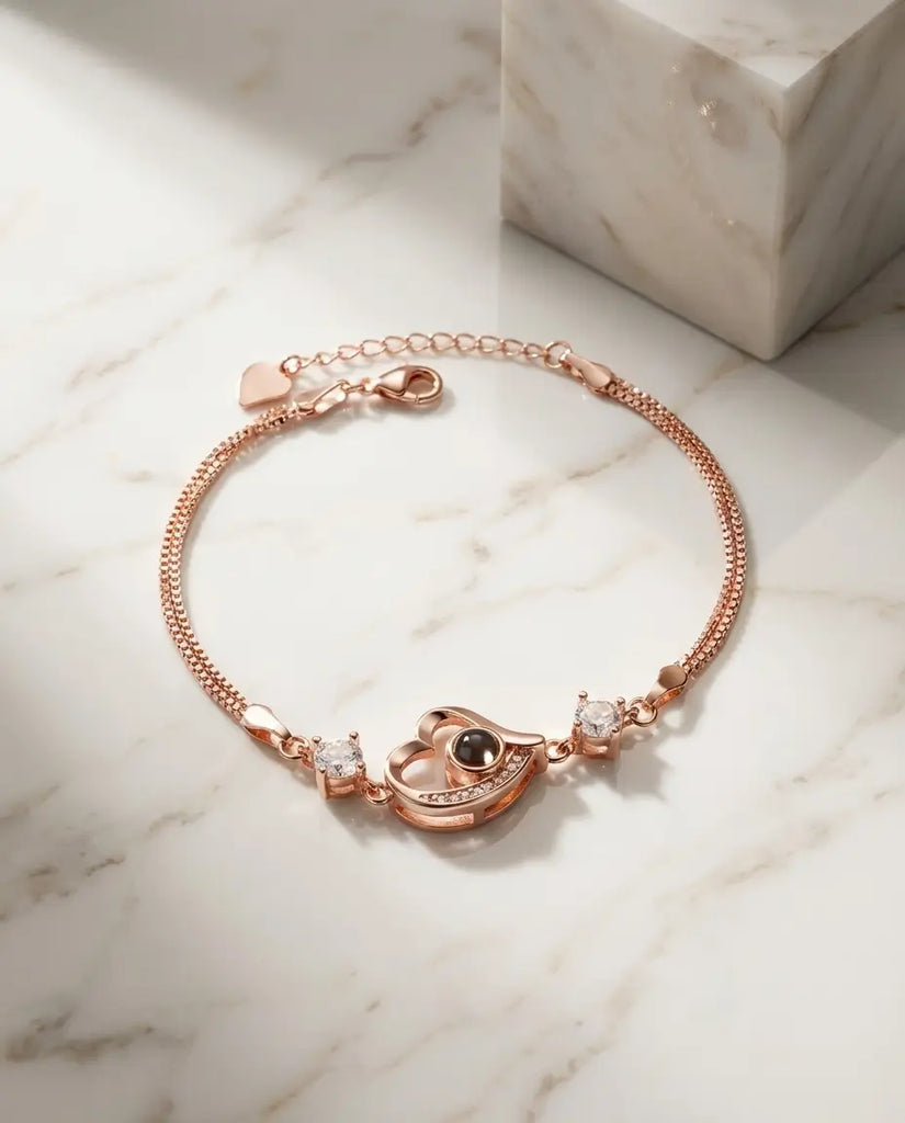 Personalised Heart Photo Projection Bracelet - Custom Picture Inside Wristwear IfShe UK