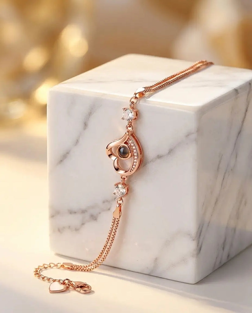 Personalised Heart Photo Projection Bracelet - Custom Picture Inside Wristwear IfShe UK