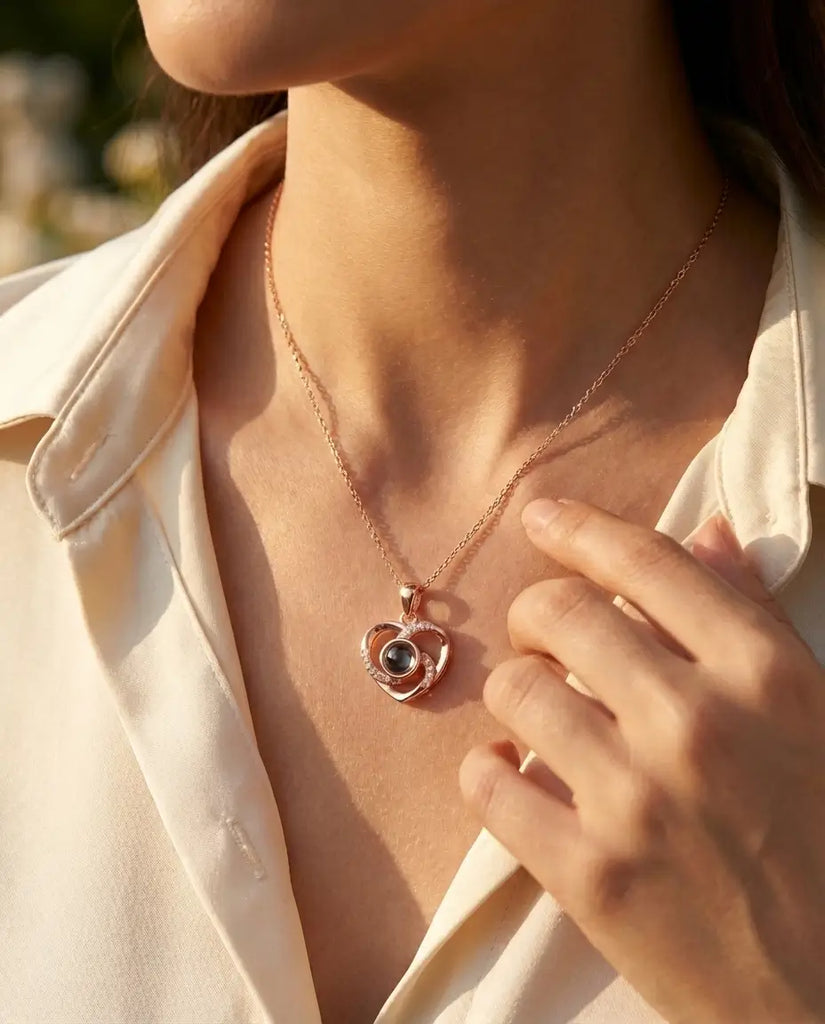 Personalised Heart Photo Projection Necklace - Hidden Picture Pendant IfShe UK