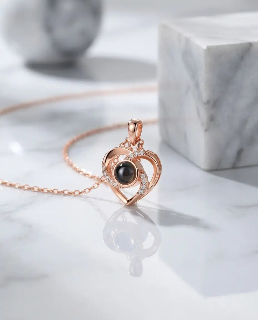 Personalised Heart Photo Projection Necklace - Hidden Picture Pendant IfShe UK
