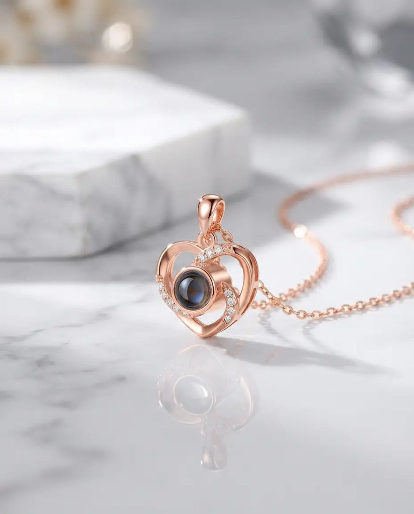Personalised Heart Photo Projection Necklace - Hidden Picture Pendant IfShe UK