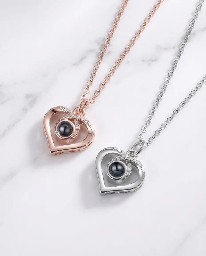 Personalised Heart Photo Projection Necklace - Infinity Loop Pendant IfShe UK