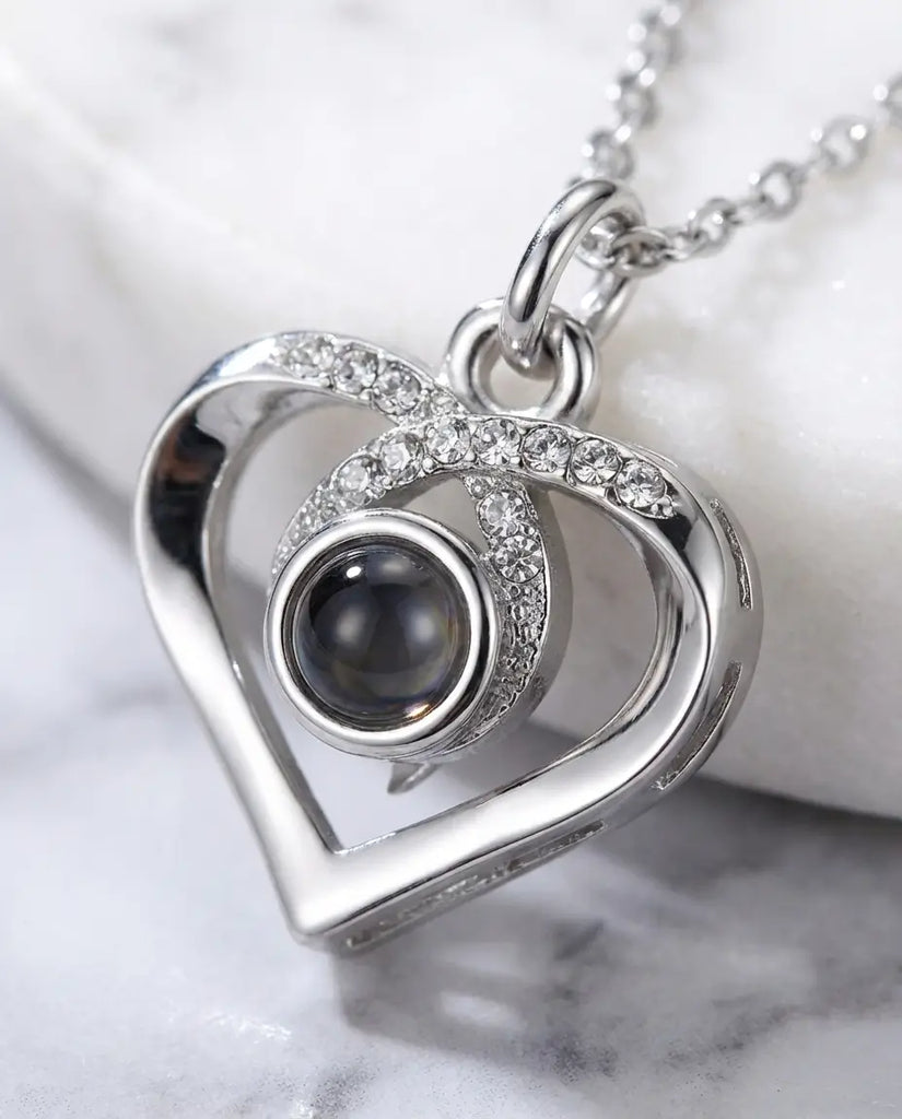 Personalised Heart Photo Projection Necklace - Infinity Loop Pendant IfShe UK