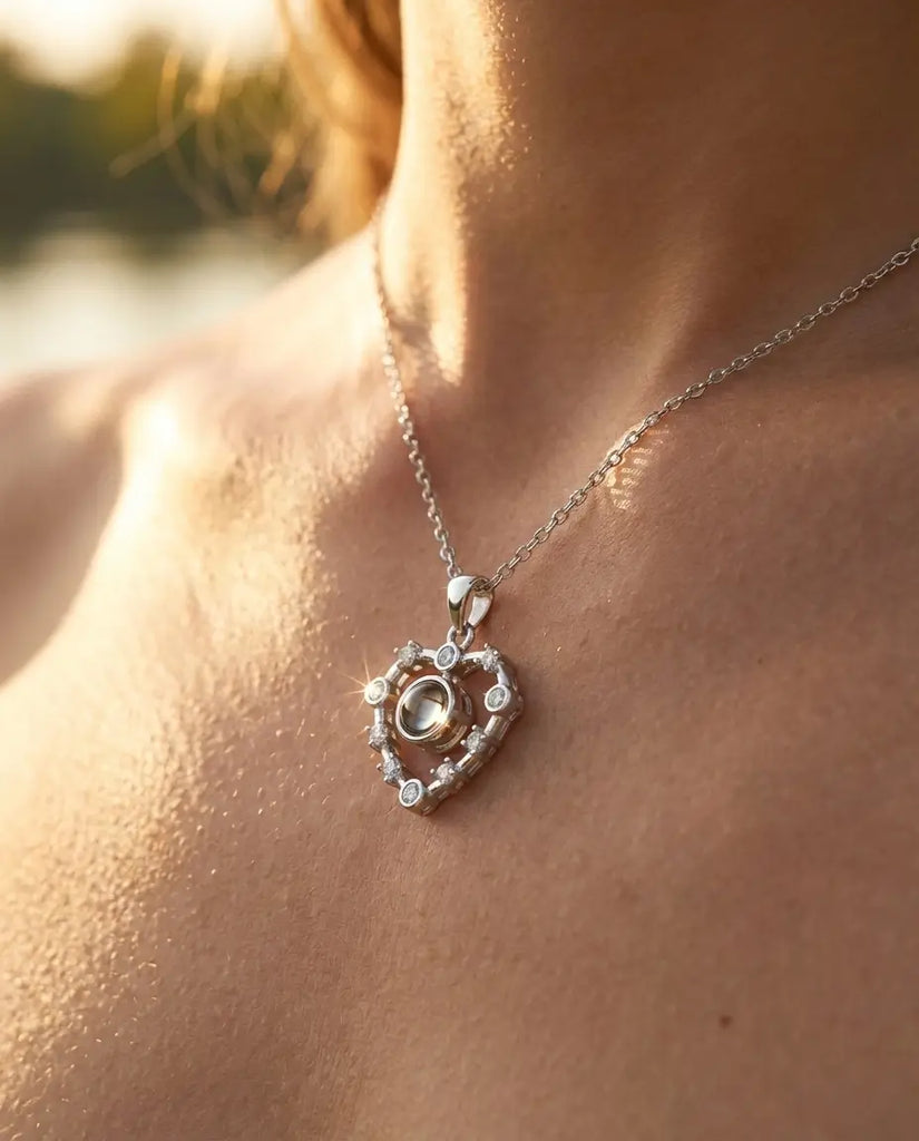 Personalised Heart Photo Projection Necklace IfShe UK