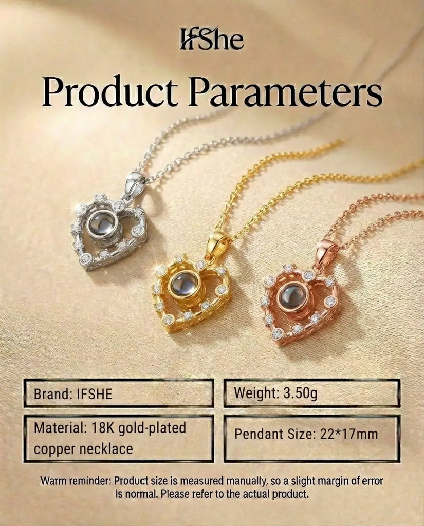 Personalised Heart Photo Projection Necklace IfShe UK