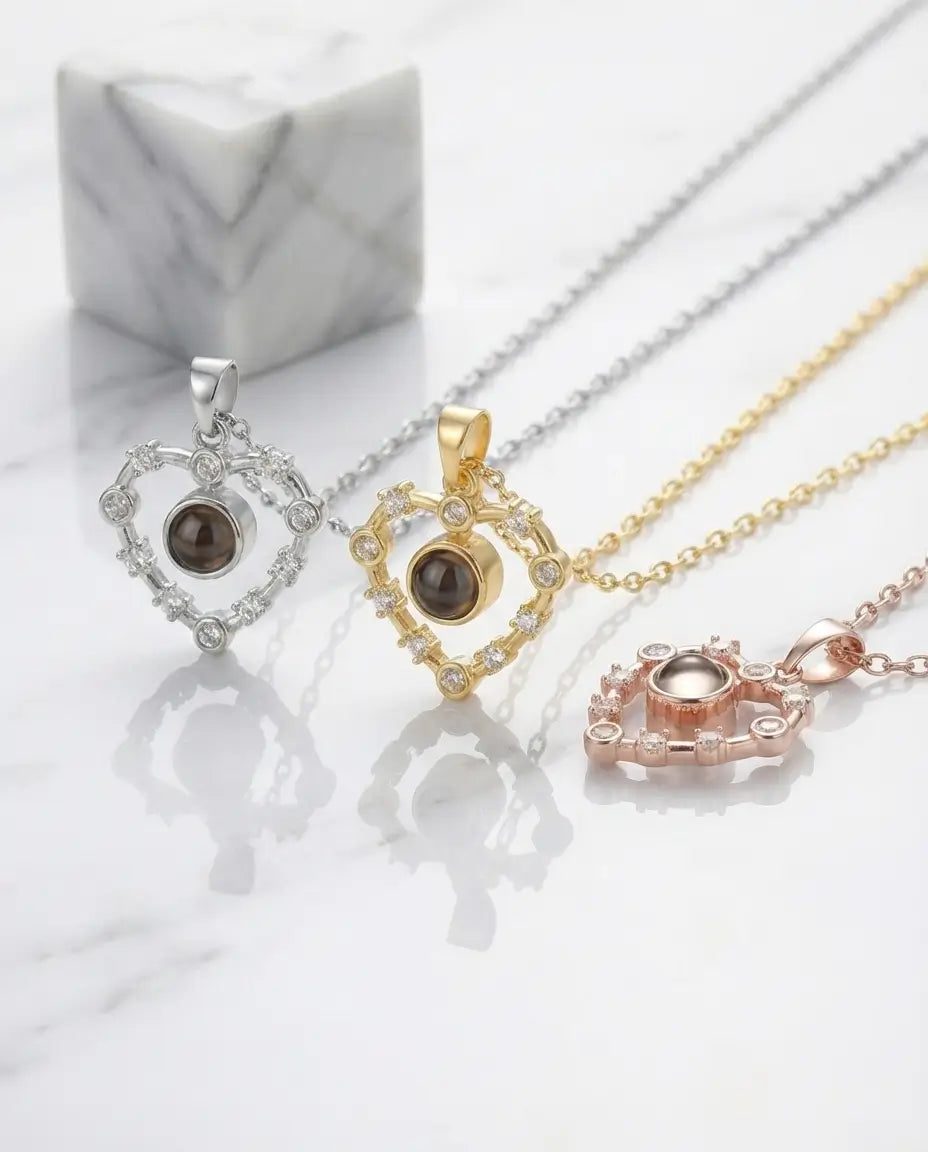 Personalised Heart Photo Projection Necklace IfShe UK