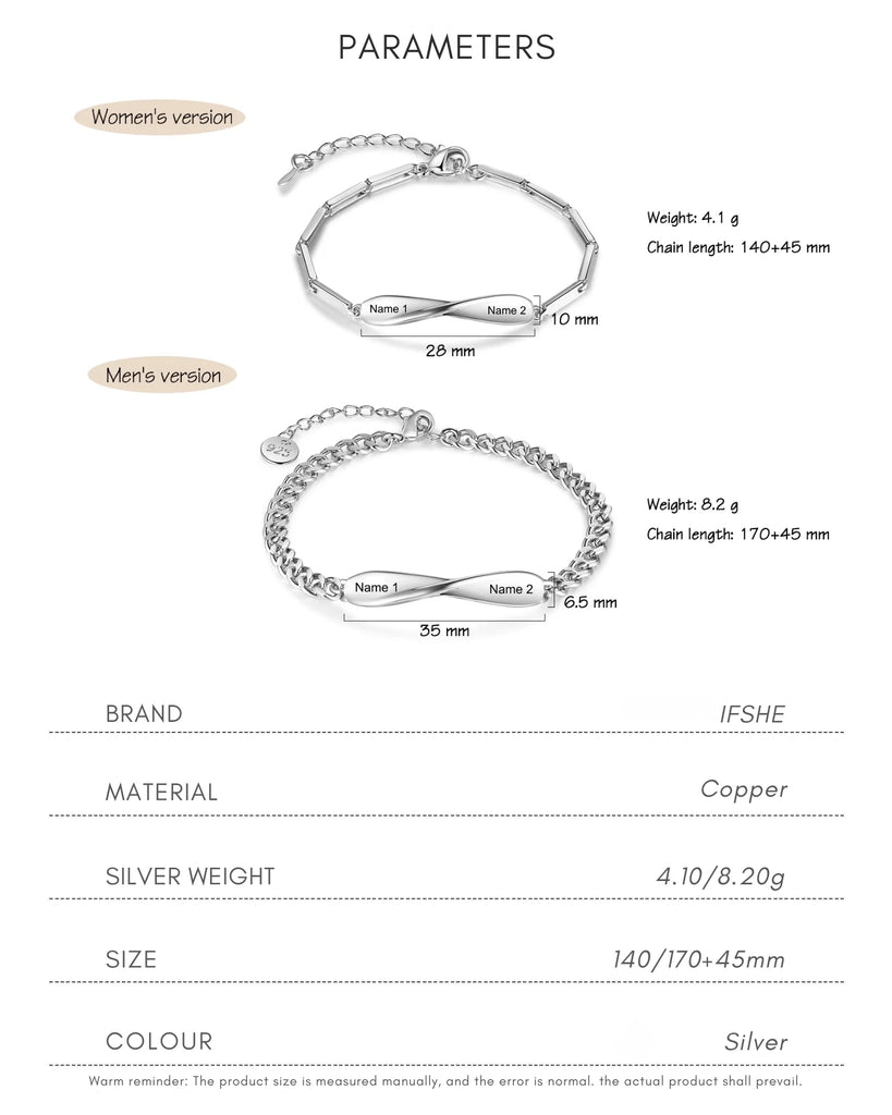 Personalised Infinity Matching Couple Bracelets IfShe UK