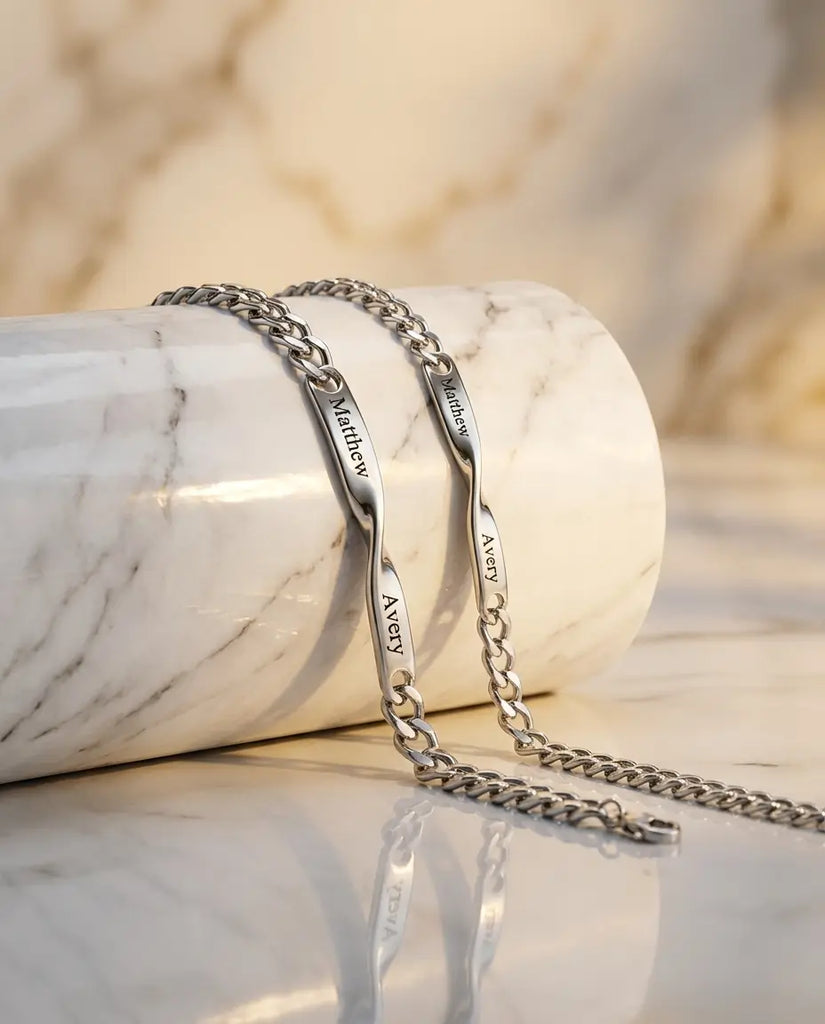 Couple bracelets - Personalised infinity bar | IfShe – IfShe UK