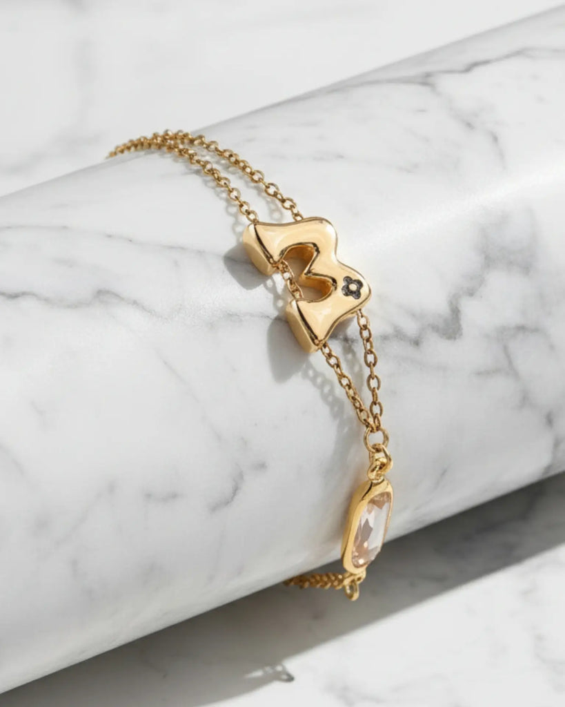 Personalised Initial & Birthstone Bracelet IfShe UK