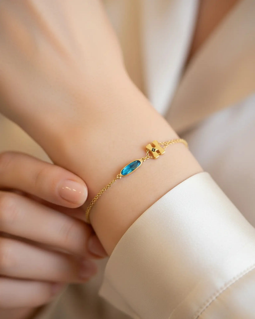 Personalised Initial & Birthstone Bracelet IfShe UK