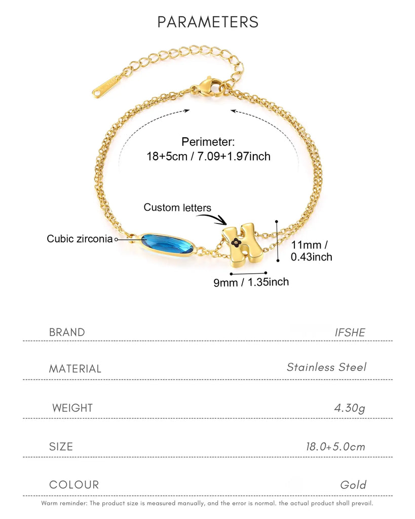 Personalised Initial & Birthstone Bracelet IfShe UK