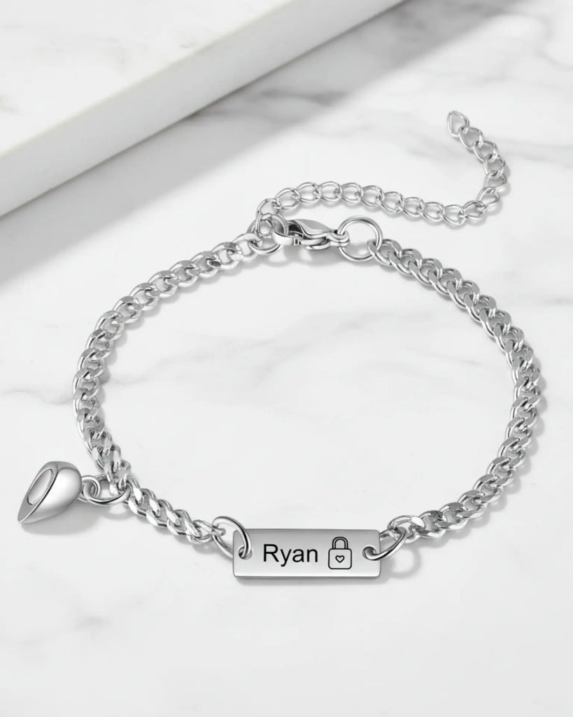 Personalised Magnetic Lock & Key Couple Bracelets IfShe UK