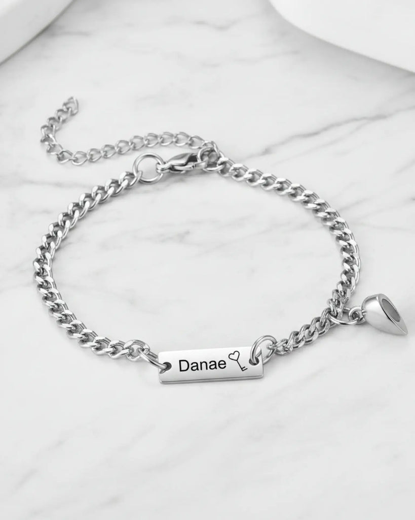 Personalised Magnetic Lock & Key Couple Bracelets IfShe UK