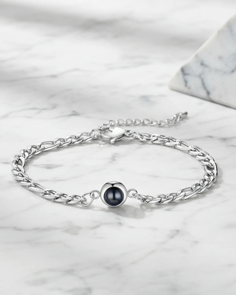 Personalised Men's Curb Chain Photo Projection Bracelet IfShe UK