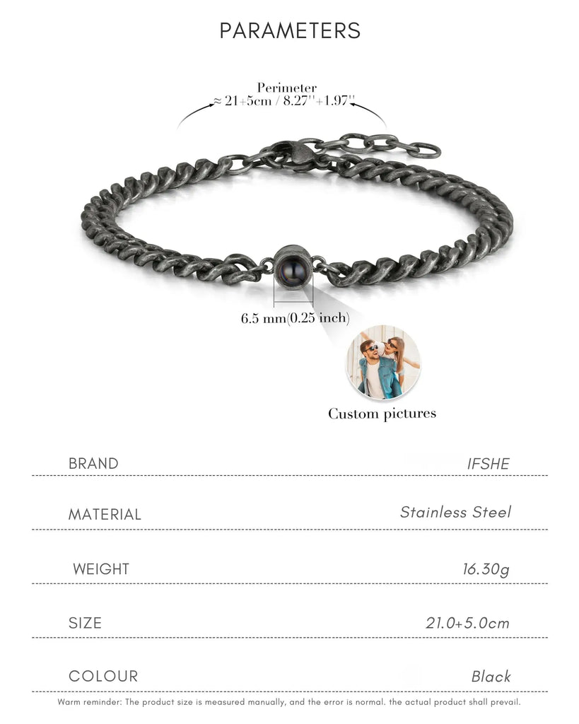 Personalised Men's Vintage Photo Projection Bracelet IfShe UK